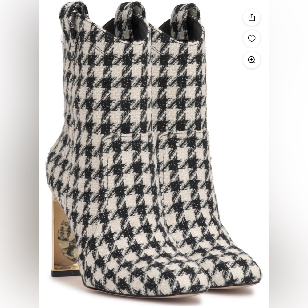Jessica Simpson Xiovara Houndstooth Heeled Boots - Black and White
